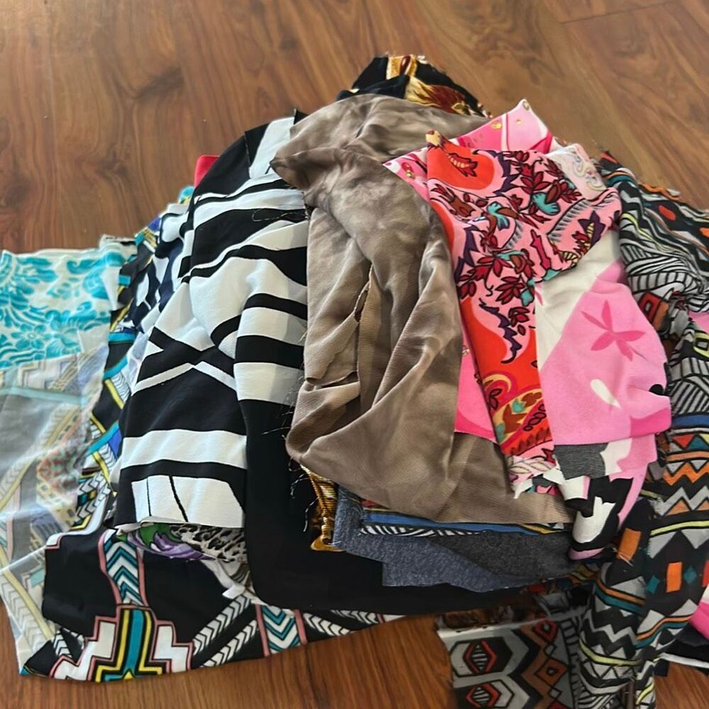 Fabric bundle over 5 lbs. assorted scrap fabrics for craft and sewing stretch fa